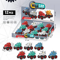 HKM-271251 Dinosaur Pull Back Car Toy - Mecha Style Inertia Vehicle for Kids Ages 5 and Up