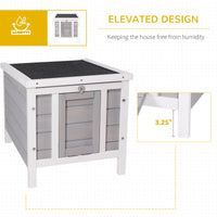 HKM-2712893 Gray Wooden Rabbit Hutch with Openable Waterproof Roof for Small Pets and Animals