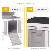 HKM-2712893 Gray Wooden Rabbit Hutch with Openable Waterproof Roof for Small Pets and Animals