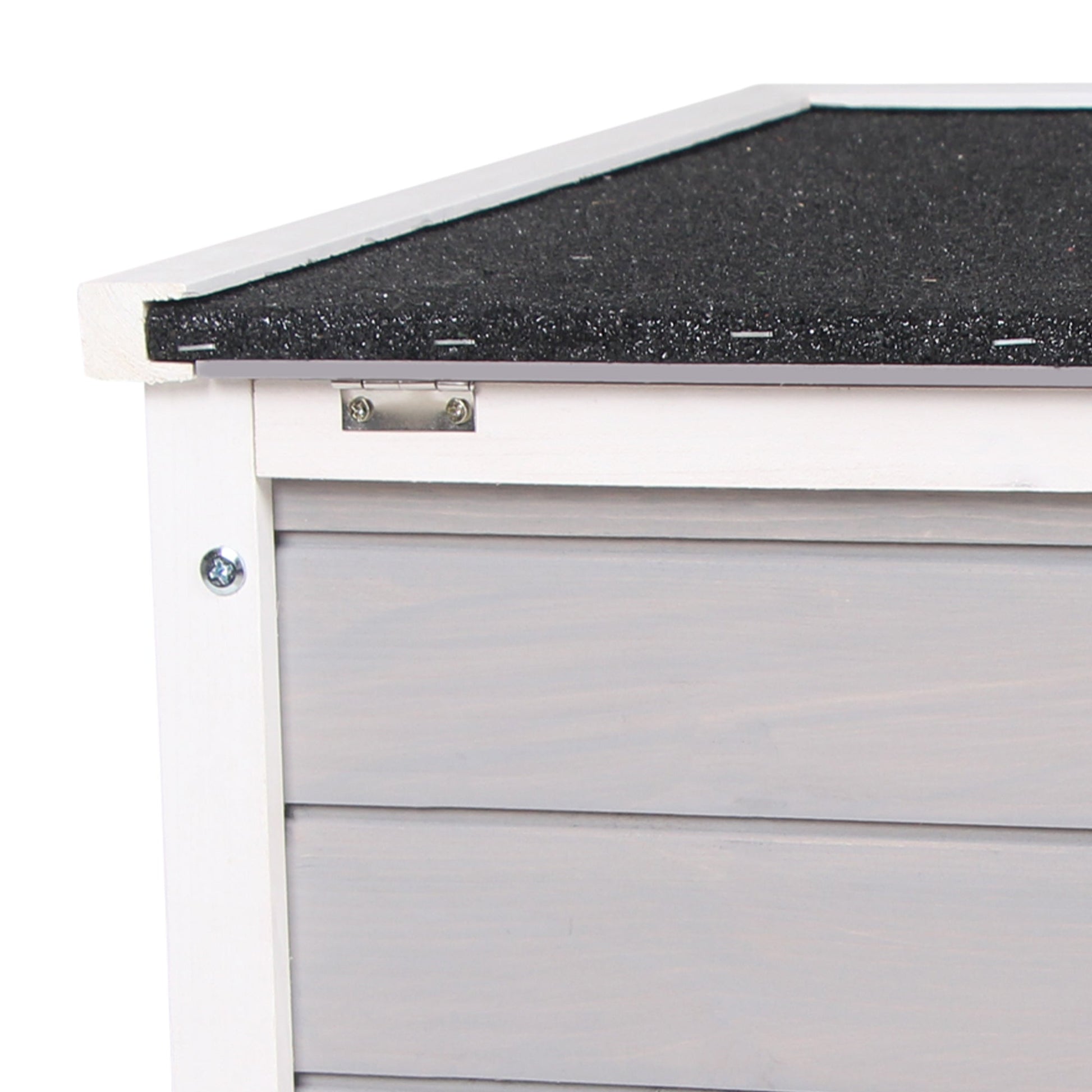 HKM-2712893 Gray Wooden Rabbit Hutch with Openable Waterproof Roof for Small Pets and Animals