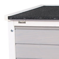 HKM-2712893 Gray Wooden Rabbit Hutch with Openable Waterproof Roof for Small Pets and Animals