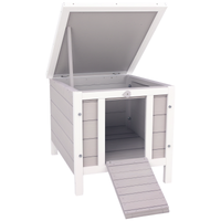 HKM-2712893 Gray Wooden Rabbit Hutch with Openable Waterproof Roof for Small Pets and Animals