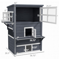 HKM-2713277 Outdoor 3-Tier Cat Shelter with Escape Door, Weather-Resistant Fir Wood Design
