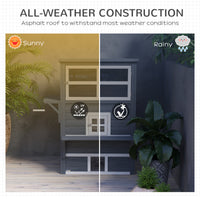 HKM-2713277 Outdoor 3-Tier Cat Shelter with Escape Door, Weather-Resistant Fir Wood Design