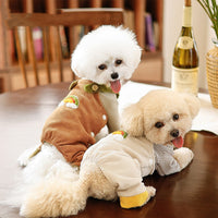HKM-2713405 Casual Cotton Velvet Strap Pants for Pets in Caramel and Cream
