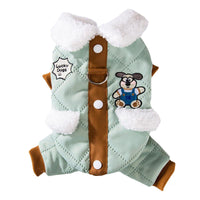 HKM-2713789 Cozy Quilted Cotton Dog Jumpsuit with Leash Ring and Pockets for Autumn and Winter