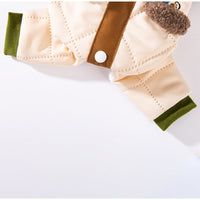 HKM-2713789 Cozy Quilted Cotton Dog Jumpsuit with Leash Ring and Pockets for Autumn and Winter