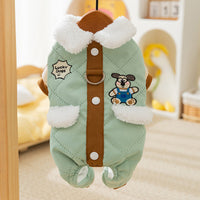 HKM-2713789 Cozy Quilted Cotton Dog Jumpsuit with Leash Ring and Pockets for Autumn and Winter