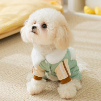 HKM-2713789 Cozy Quilted Cotton Dog Jumpsuit with Leash Ring and Pockets for Autumn and Winter