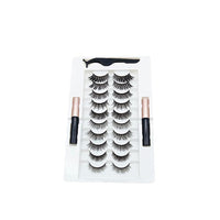 HKM-271379 10 Pairs of Magnetic False Eyelashes - Handcrafted Chemical Fiber Lashes