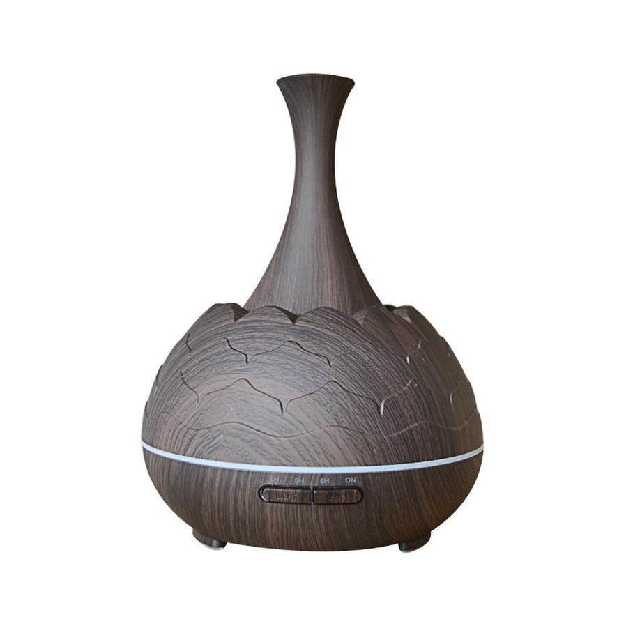 HKM-271443 Wood Grain Aroma Diffuser with Colorful LED Light and 400ML Capacity