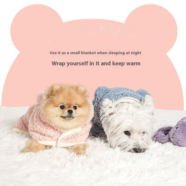 HKM-2714813 Cute Cotton Velvet Bear Cloak for Pets - Warm Sleeping Blanket in Multiple Colors and Sizes