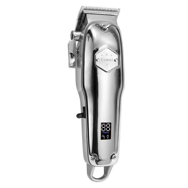 HKM-271571 Stainless Steel Electric Hair Clipper with USB Charging, 2200mAh Battery, Fine Adjustment Options, and Multiple Combs