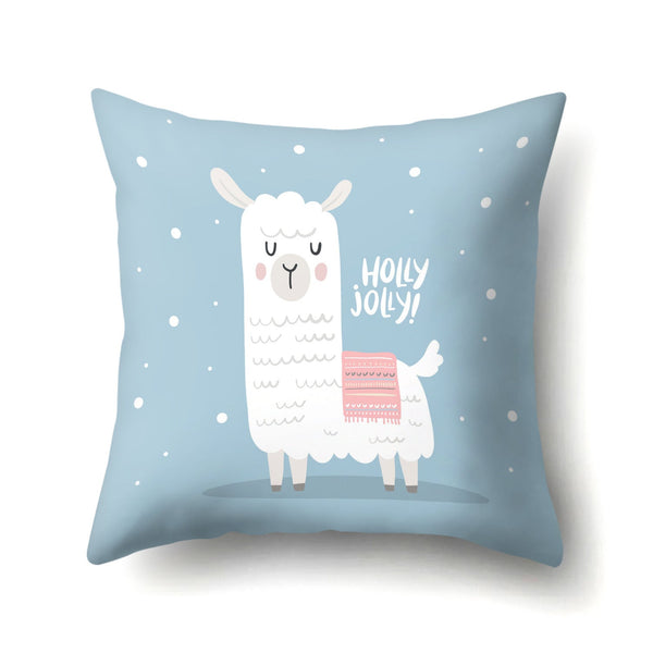 HKM-271827 Creative Alpaca Print Polyester Pillow Cover - 45cm x 45cm, Soft and Stylish Home Accent