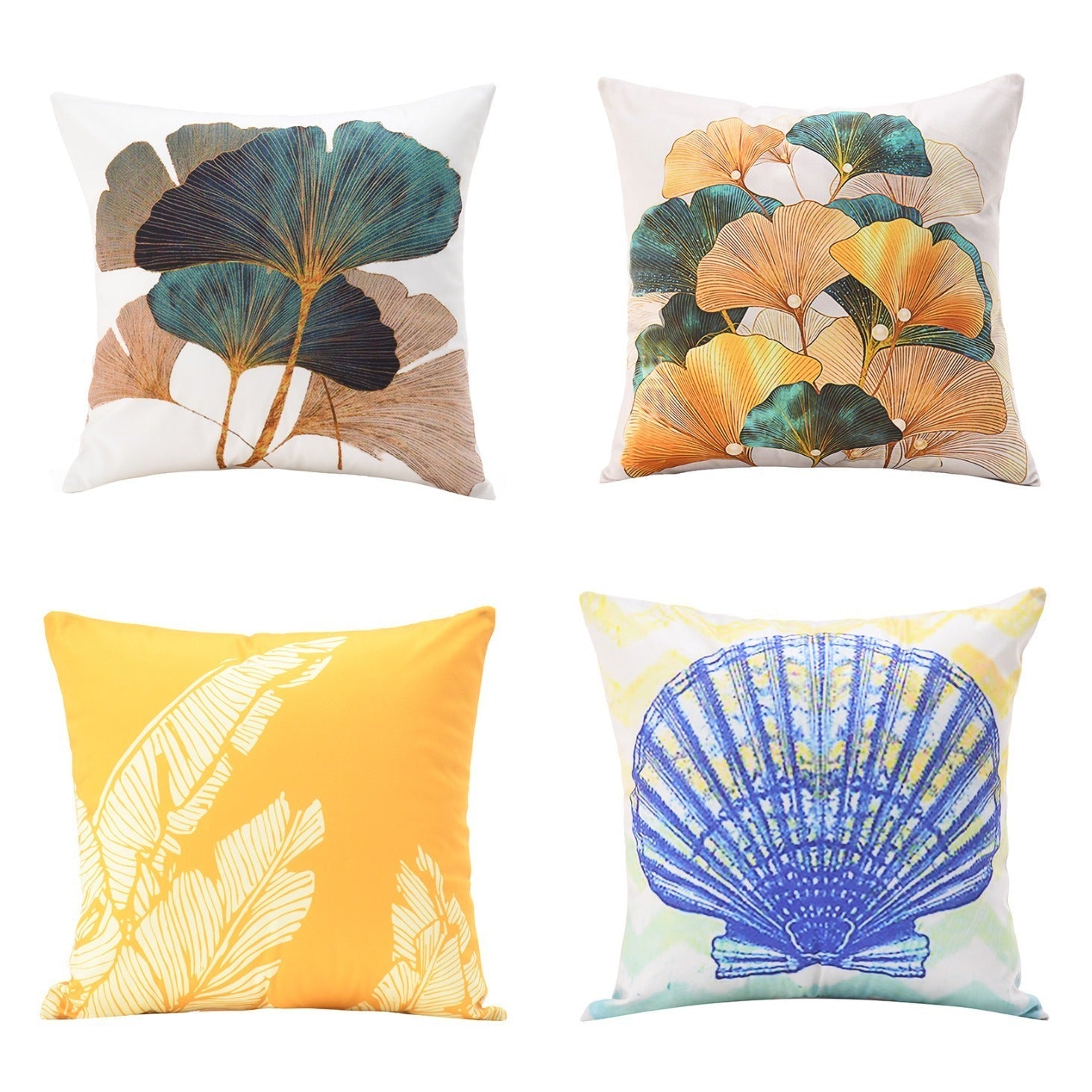 HKM-271827 Stylish Short Plush Ginkgo Leaf Pillow Cover - Modern Simplicity Design 45x45cm