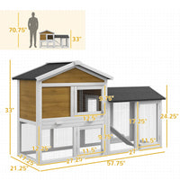 HKM-2718653 Wooden Rabbit Hutch with Run, Removable Tray, Asphalt Roof, Lockable Doors, and Ramp for 1-2 Rabbits