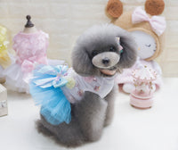 HKM-2719165 Teddy Dog Cotton Princess Skirt Dress in Blue, Green, Pink - Sizes XS to XL