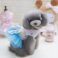 HKM-2719165 Teddy Dog Cotton Princess Skirt Dress in Blue, Green, Pink - Sizes XS to XL