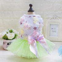 HKM-2719165 Teddy Dog Cotton Princess Skirt Dress in Blue, Green, Pink - Sizes XS to XL