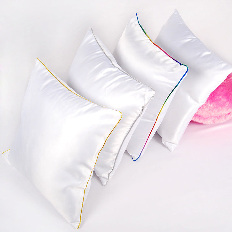 HKM-271955 Solid Color Thermal Transfer Pillow Cover with Golden and Silver Edges, 40x40cm, Modern Simple Design