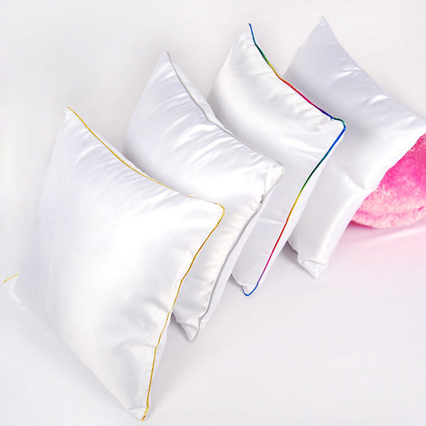 HKM-271955 Solid Color Thermal Transfer Pillow Cover with Golden and Silver Edges, 40x40cm, Modern Simple Design