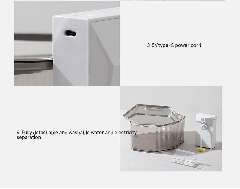 HKM-2720829 Stainless Steel Pet Induction Water Fountain - Wireless Design with Charging Cable
