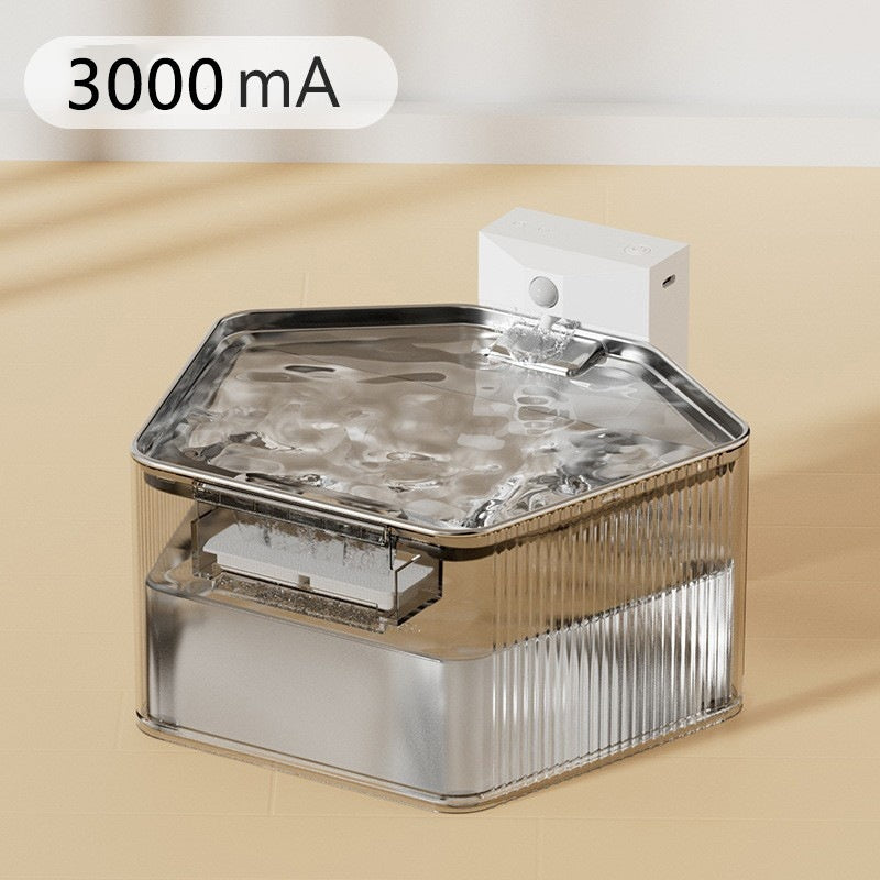 HKM-2720829 Stainless Steel Pet Induction Water Fountain - Wireless Design with Charging Cable