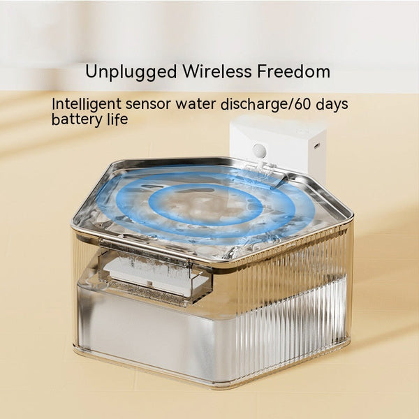 HKM-2720829 Stainless Steel Pet Induction Water Fountain - Wireless Design with Charging Cable