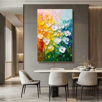 HKM-272083 Handmade 3D Texture Oil Painting on Canvas - Floral Modern Abstract Art for Home Decor