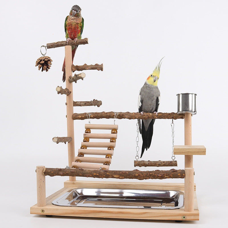 HKM-272083 Sichuan Pepper Parrot Climbing Training Platform - Natural Solid Wood for Small and Medium Birds - 37x26x45cm