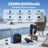 HKM-272211 300W Portable Power Station with 296Wh Lithium Battery - Ideal for Home and Outdoor Use