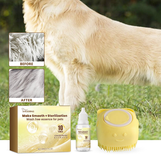 HKM-2722621 Wash-Free Pet Serum Set with Bath Brush - 30ml