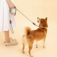 HKM-2724541 Light Grey Nylon Crossbody Lead Rope for Hands-Free Running
