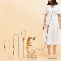 HKM-2724541 Light Grey Nylon Crossbody Lead Rope for Hands-Free Running