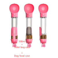 HKM-2726589 Portable 3-in-1 Dog Water Bottle with Food Container and Garbage Bag Storage