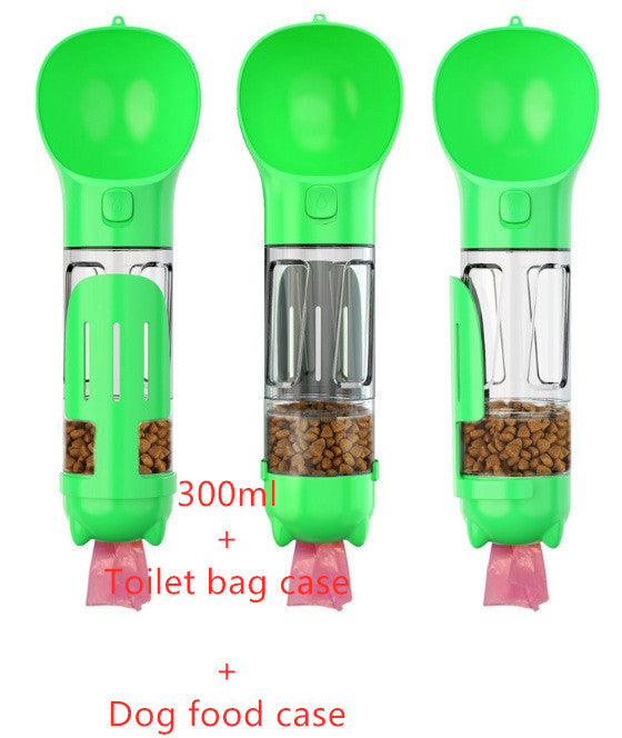 HKM-2726589 Portable 3-in-1 Dog Water Bottle with Food Container and Garbage Bag Storage