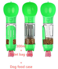 HKM-2726589 Portable 3-in-1 Dog Water Bottle with Food Container and Garbage Bag Storage