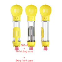 HKM-2726589 Portable 3-in-1 Dog Water Bottle with Food Container and Garbage Bag Storage
