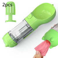 HKM-2726589 Portable 3-in-1 Dog Water Bottle with Food Container and Garbage Bag Storage