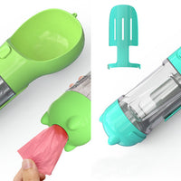HKM-2726589 Portable 3-in-1 Dog Water Bottle with Food Container and Garbage Bag Storage