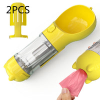 HKM-2726589 Portable 3-in-1 Dog Water Bottle with Food Container and Garbage Bag Storage