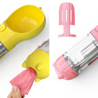 HKM-2726589 Portable 3-in-1 Dog Water Bottle with Food Container and Garbage Bag Storage