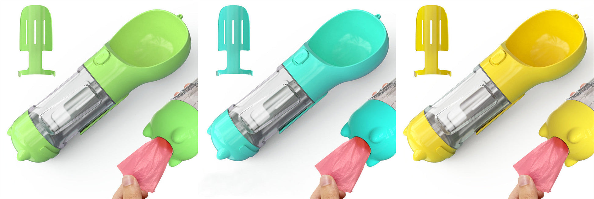 HKM-2726589 Portable 3-in-1 Dog Water Bottle with Food Container and Garbage Bag Storage