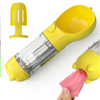 HKM-2726589 Portable 3-in-1 Dog Water Bottle with Food Container and Garbage Bag Storage