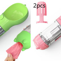 HKM-2726589 Portable 3-in-1 Dog Water Bottle with Food Container and Garbage Bag Storage