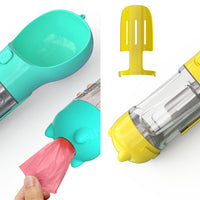 HKM-2726589 Portable 3-in-1 Dog Water Bottle with Food Container and Garbage Bag Storage