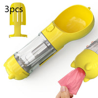 HKM-2726589 Portable 3-in-1 Dog Water Bottle with Food Container and Garbage Bag Storage