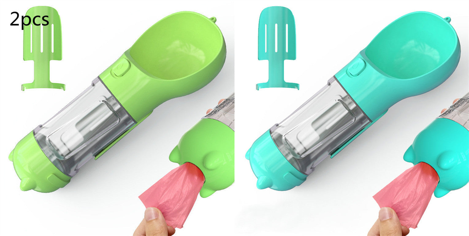 HKM-2726589 Portable 3-in-1 Dog Water Bottle with Food Container and Garbage Bag Storage