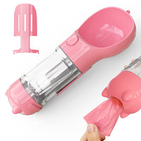 HKM-2726589 Portable 3-in-1 Dog Water Bottle with Food Container and Garbage Bag Storage
