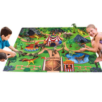 HKM-272723 Dinosaur Play Mat Set with Plastic Activity Figures for Indoor Family Fun, Suitable for Ages 2 to 4